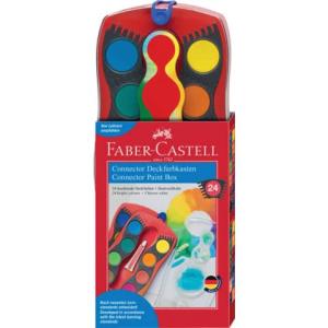 CONNECTOR Farbkasten 24 Farben inkl. Deckweiß rot FABER CASTELL 125031 (4005401250319)