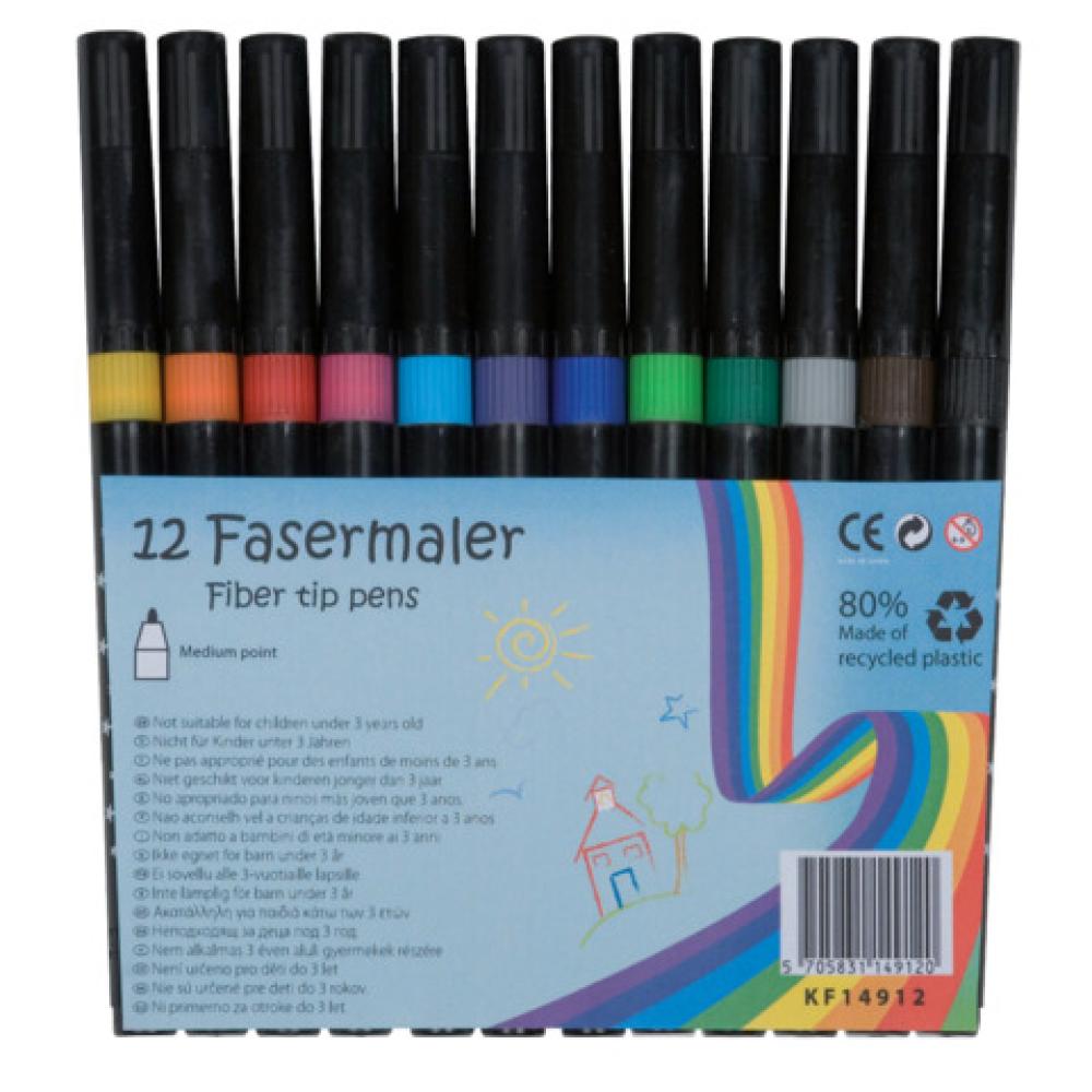 Faserschreiber non-permanent ca. 1-2 mm Etui mit 12 Farben Q-CONNECT KF14912 (5705831149120)