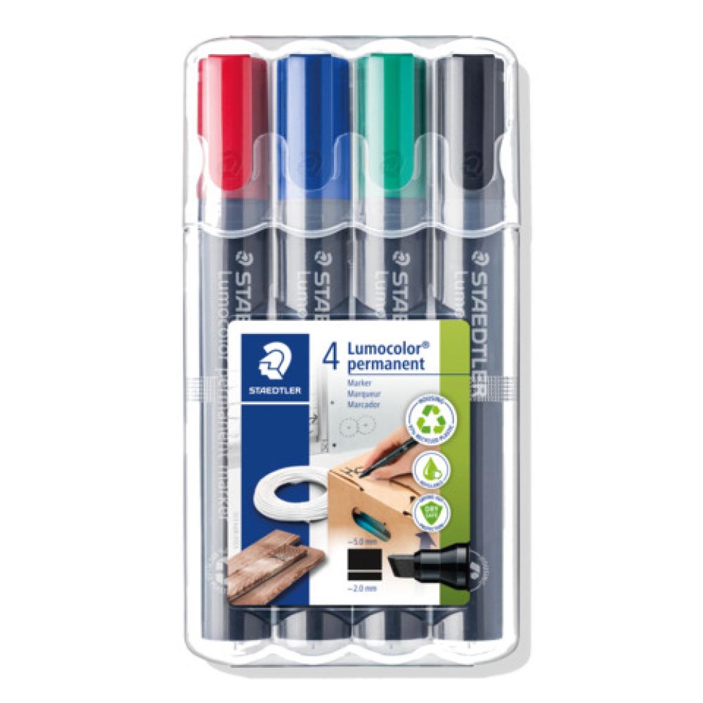 Permanentmarker Lumocolor 350, nachfüllbar Box mit 4 Farben STAEDTLER 350 WP4 (4007817350010)