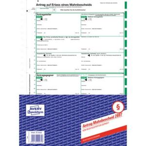 Mahnbescheid DIN A4, selbstdurchschreibend 1 Satz grün AVERY ZWECKFORM 2887 (4004182028872)