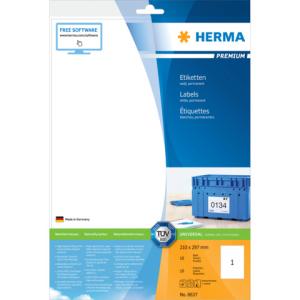 Premium Etikett weiß 210x297 mm permanent 10 Stück HERMA 8637 (4008705086370)