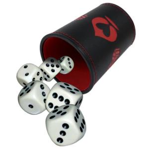 Lederwürfelbecher mit 6 Würfeln in Faltschachtel ASS 10030902-0001 (4042677066435)