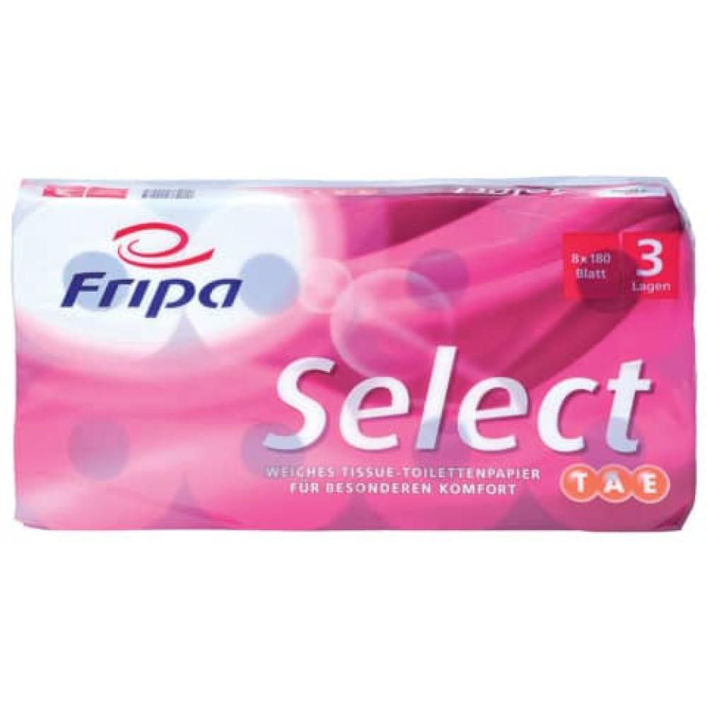 Toilettenpapier Select 3-lagig TAE geprägt hochweiß 8 Rollen a 180 Blatt FRIPA 1030807 (4000883005730)