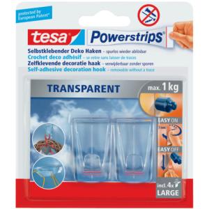 Powerstrips Deco-Haken XL ablösbar Tragfähigkeit 1 kg transparent TESA 58813-00000-00 (4042448228222)