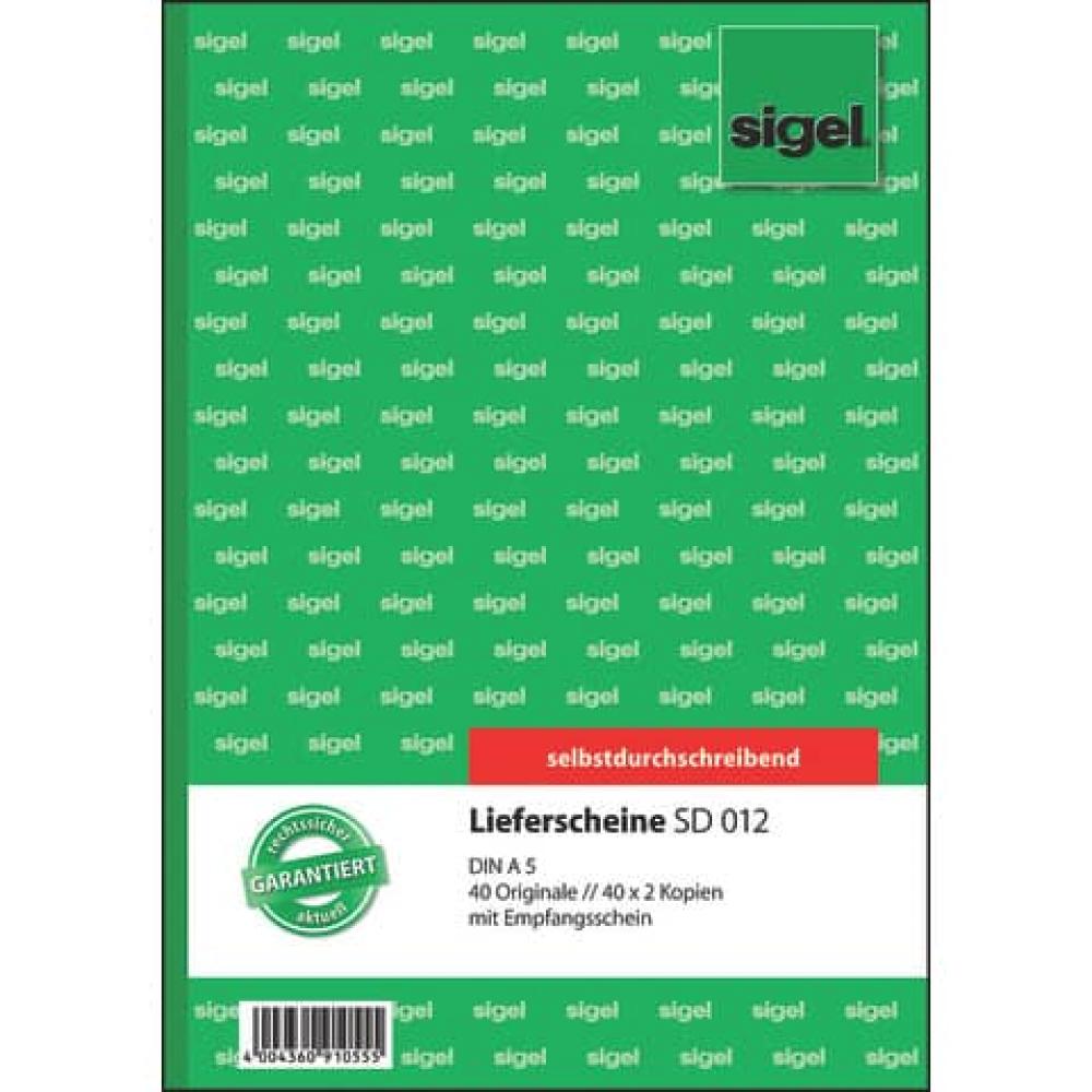 Lieferscheine mit Empfangsschein A5, 1. 2. und 3. Blatt bedruckt SD MP 3x40 Blatt SIGEL SD012 (4004360910555)