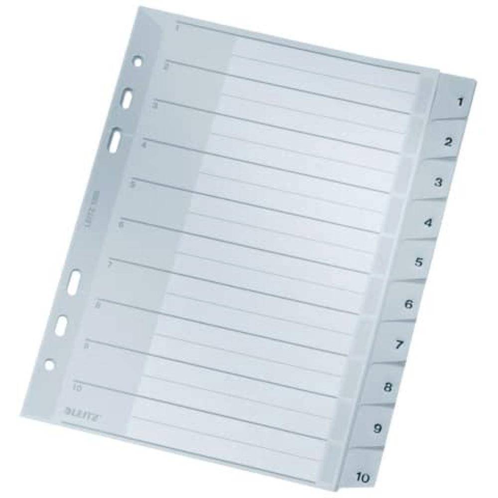 1285 Zahlenregister 1-10, PP A5, PP 10 Blatt grau Leitz 1285-00-00 (4002432301874)