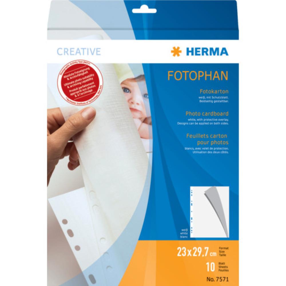 Herma Fotokarton Fotoblätter Weiß 250 G/qm 10 Blatt 7571 (4008705075718)