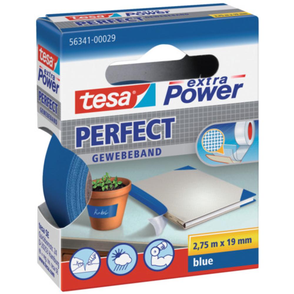 Gewebeklebeband extra Power Perfect 2,75 mx19 mm blau TESA 56341-00029-04 (4042448044037)