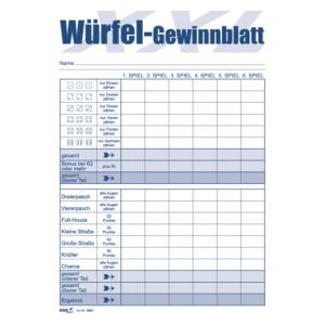 Würfelspiel-Gewinnblatt XXL Block DIN A5, 2x85 Blatt RNK 5801 (4002871580106)