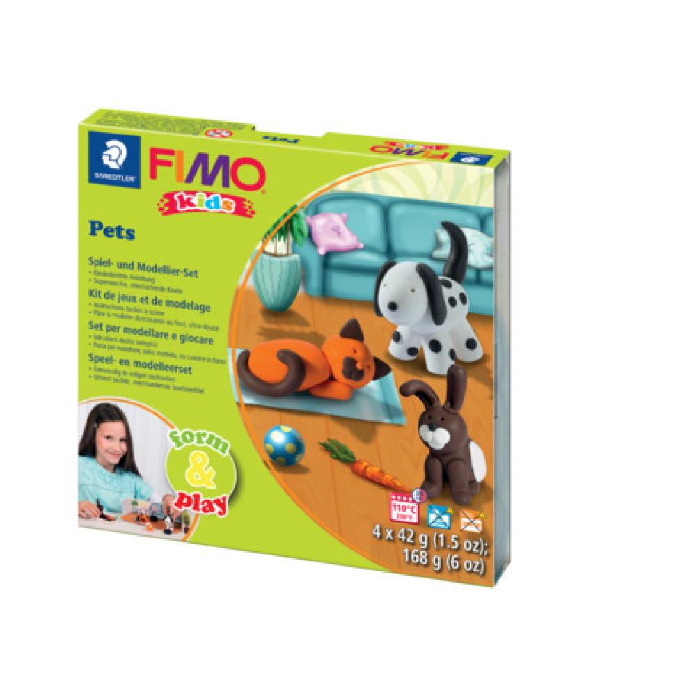 Modelliermasse FIMO Kids Materialpackung Form & Play Pets 4x42 g STAEDTLER 803402LY (4007817806029)