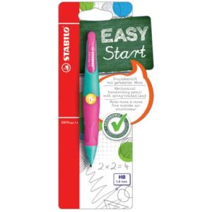 Ergonomischer Druck-Bleistift für Linkshänder EASYergo 1.4 in türkis neonpink Einzelstift inklusive 3 dünner Minen Härte