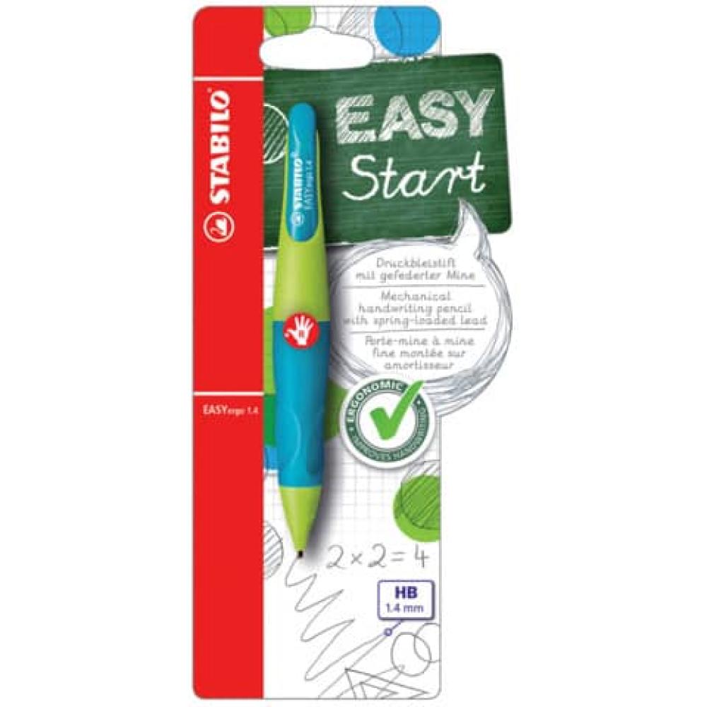 Ergonomischer Druck-Bleistift für Rechtshänder EASYergo 1.4 in neonlimonengrün aquamarin Einzelstift inklusive 3 dünner 
