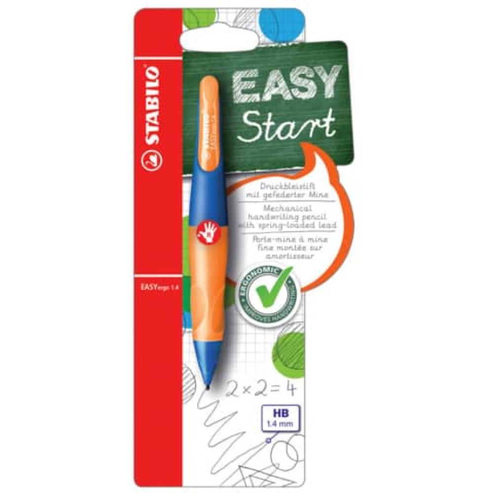 Ergonomischer Druck-Bleistift für Rechtshänder EASYergo 1.4 in ultramarinblau neonorange Einzelstift inklusive 3 dünner 