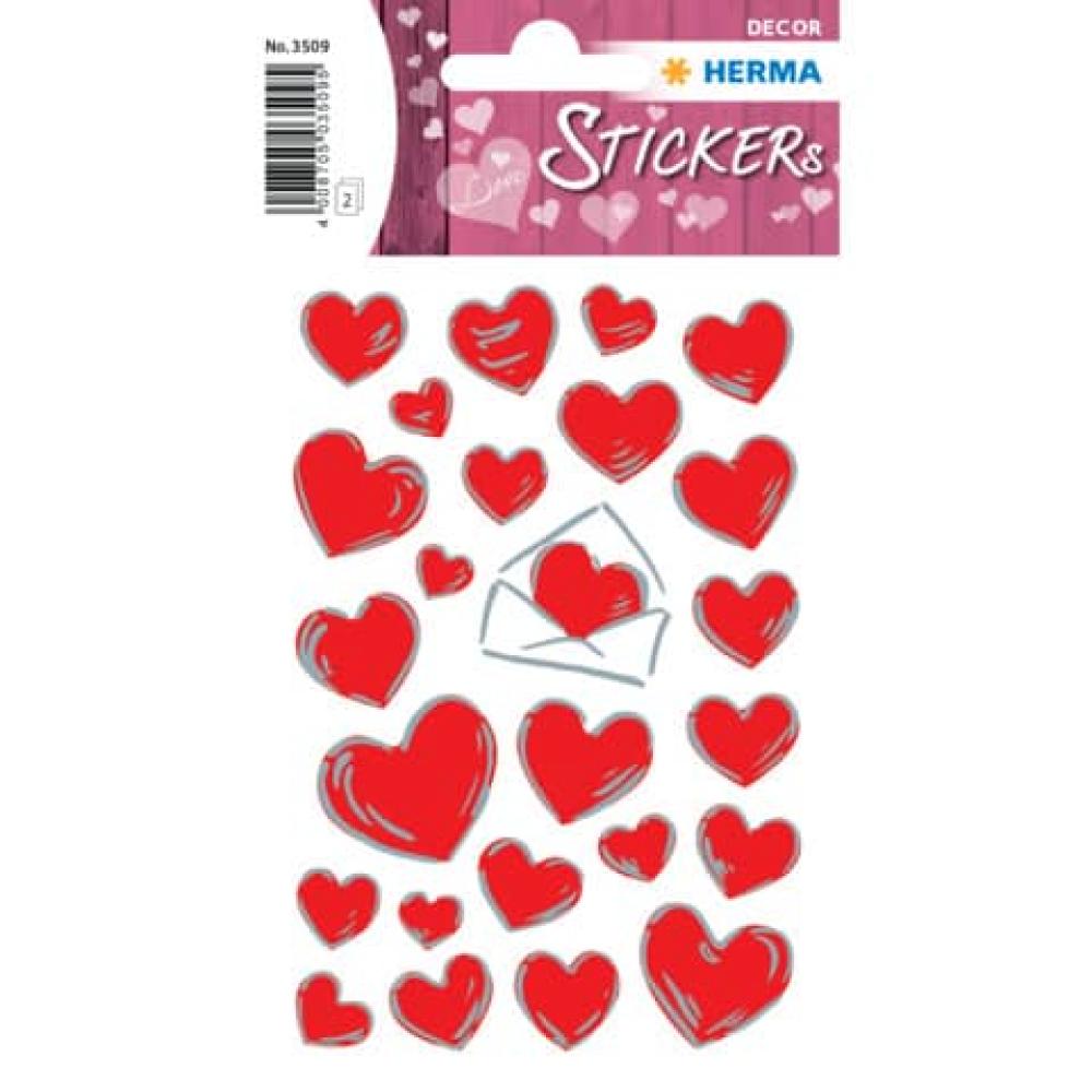 Sticker DECOR Herzen & Briefe Silberprägung HERMA 3509 (4008705035095)