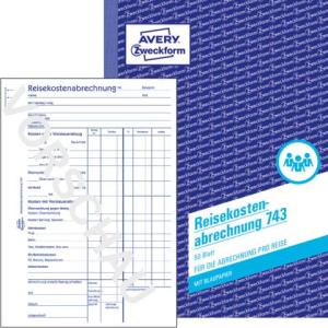 743 Reisekostenabrechnung DIN A5, für Abrechnung pro Reise 50 Blatt weiß AVERY ZWECKFORM (4004182007433)