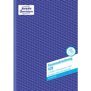 428 Kassenabrechnung DIN A4, mit MwSt.-Spalte 2x50 Blatt weiß gelb AVERY ZWECKFORM (4004182004289)