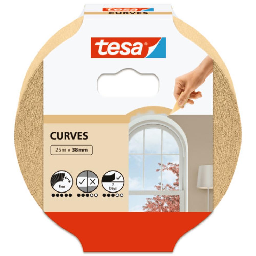 Papier-Klebeband Maler-Krepp für Rundungen 25 mx38 mm beige TESA 56534-00001-02 (4042448294975)