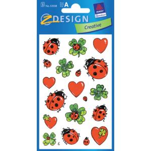 Z-Design Deko Sticker Glücks-Marienkäfer 3 Bogen 57 Sticker AVERY ZWECKFORM 53558 (4004182535585)