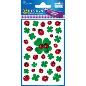 Z-Design Deko Sticker Glücksklee 3 Bogen 108 Sticker AVERY ZWECKFORM 4362 (4004182043622)