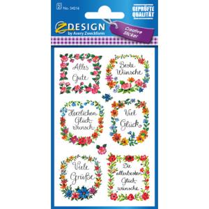 Z-Design Deko Sticker Glückwünsche 2 Bogen 16 Sticker AVERY ZWECKFORM 54216 (4004182542163)