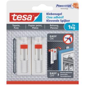 Powerstrips Klebenagel ablösbar verstellbar Tragfähigkeit 1kg weiß 2 Stück TESA 77774-00000-00 (4042448340481)