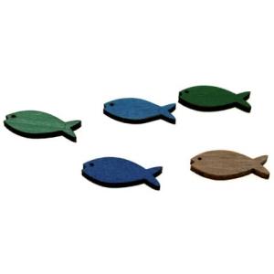 Streufigur Fisch 25 mm 12 Stück Holz sortiert L501 ()