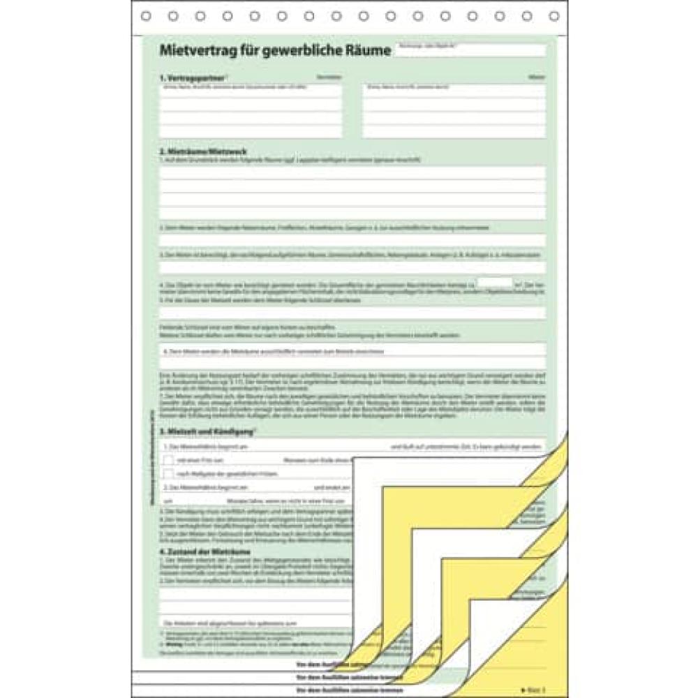Mietvertrag für gewerbliche Räume A4, 3x2 Blatt SIGEL MV461 (4004360921636)