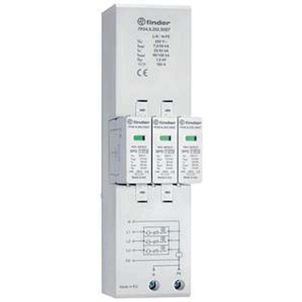 7P.04.8.255.S007 Kombiableiter Typ 1+2 FINDER f³r dreiphasige TN-S und TT Netze 7P048255S007 (8012823429748)