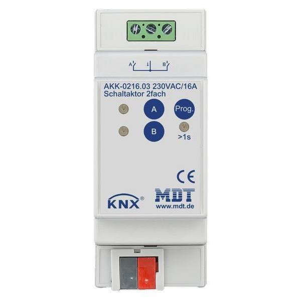 Schaltaktor 2-fach, 2TE, REG MDT REG, 16A, 70Á AKK-0216.03 (4251916130237)