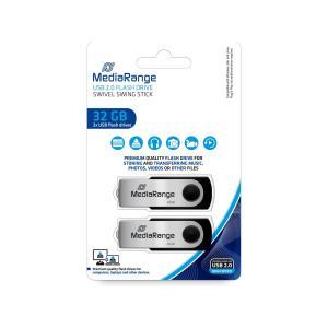 2 Mediarange Usb-sticks Mr911-2 Schwarz, Silber 32 Gb (4260459619468)