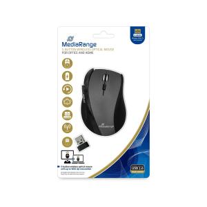 MROS203 MEDIARANGE Funkmaus 5Tasten optisch schwarz-grau
