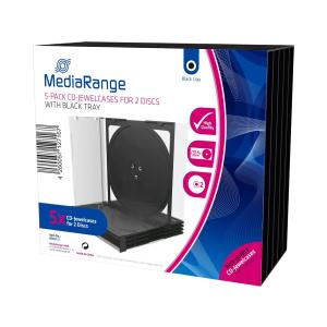 CD-Leerhülle für 2 Discs 10.4mm schwarzes Tray 5er Pack MEDIARANGE BOX31-2 (4260057127167)