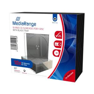 CD-Leerhülle schmal für 1 Disc 5.2mm schwarzes Tray 10er Pack MEDIARANGE BOX32 (4260057122193)