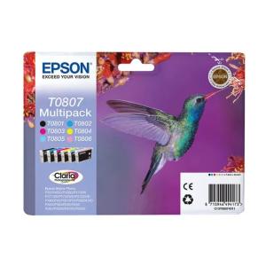 Epson T0807 Schwarz, Cyan, Magenta, Gelb, Light Cyan, Light Magenta Druckerpatronen, 6er-set C13T08074011 (8715946494173