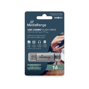 MediaRange USB Stick 3.0 Combo mit USB-C 16GByte grau