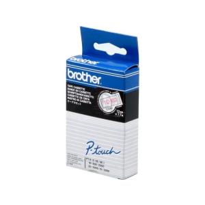 TC102 BROTHER PTOUCH 12mm KLAR-ROT Schriftband 7,7m laminiert
