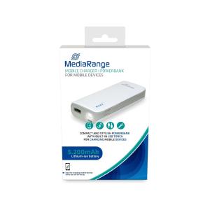 Mobiles Ladegerät Powerbank 5.200 mAh integrierte Taschenlampe MEDIARANGE MR751 (4260459610304)