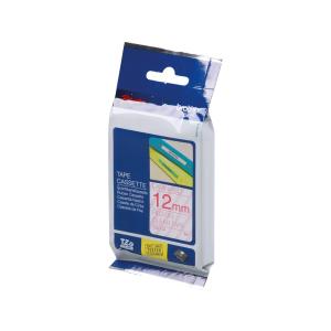TZE132 BROTHER PTOUCH 12mm KLAR-ROT Schriftband 8m laminiert