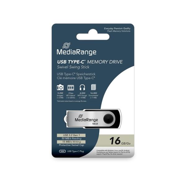 MEDIARANGE SWIVEL USB STICK 16GB MR1951 USB 3.2 Gen 1 Typ C