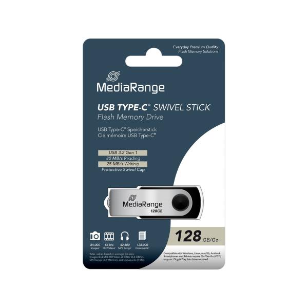 MEDIARANGE SWIVEL USB STICK 128GB MR1954 USB 3.2 Gen 1 Typ C