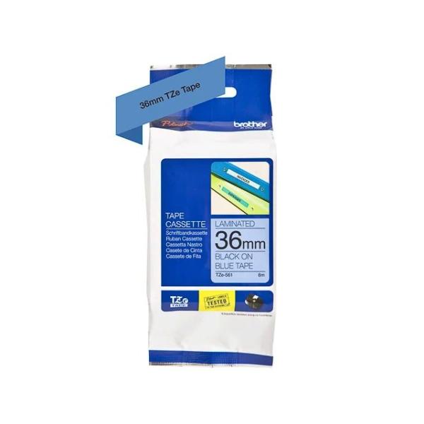 TZE561 BROTHER PT Schriftband 36mm blau schwarz 8 Meter laminiert