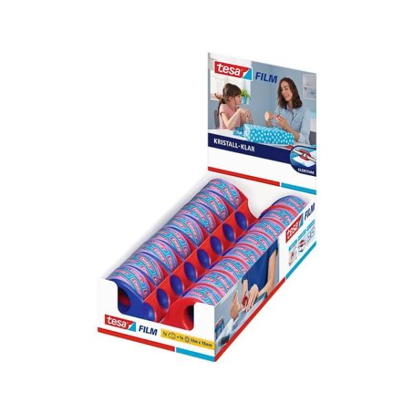 57858-00000-03 TESA Film Mini Handabroller rot-blau 19mm 10Meter