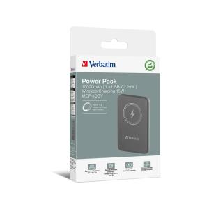 32249 VERBATIM Charge'N'Go Powerbank Akku 10.000 mA kabellos tragbar grau