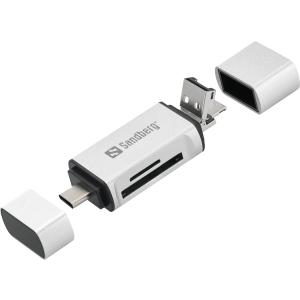 SANDBERG USB-C+USB+MICRO USB CARD READER 136-28 silber