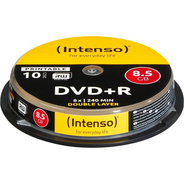 INTENSO DVD+R DL 8.5GB 8x IW(10) CB 4381142 Cake Box inkjet printable