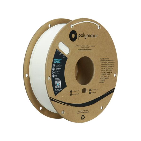 PLA LW 1,75mm WHITE 0,8kg POLYMAKER POLYLITE 3D FILAMENT PA08002