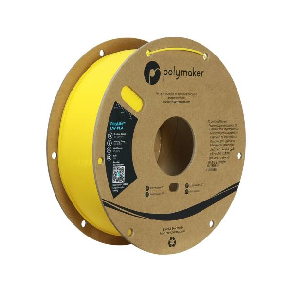 PLA LW 1,75mm BRIGHT YELLOW 0,8kg POLYMAKER POLYLITE 3D FILAMENT PA08009