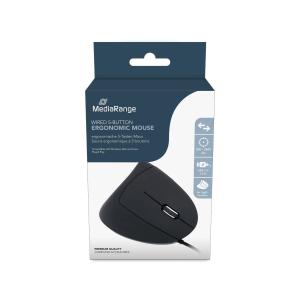 Maus ergonomisch 6 Tasten optisch kabelgebunden schwarz MEDIARANGE MROS230 (4260664870395)