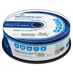 MEDIARANGE BD-R 25GB 6x IW (25) CB MR515 Blu-ray Cake Box inkjet printable