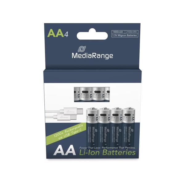4 Mediarange Usb-akkus Mit Ladekabel Mignon Aa 1400 Mah MRBAT161 (4260664875833)